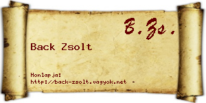 Back Zsolt névjegykártya